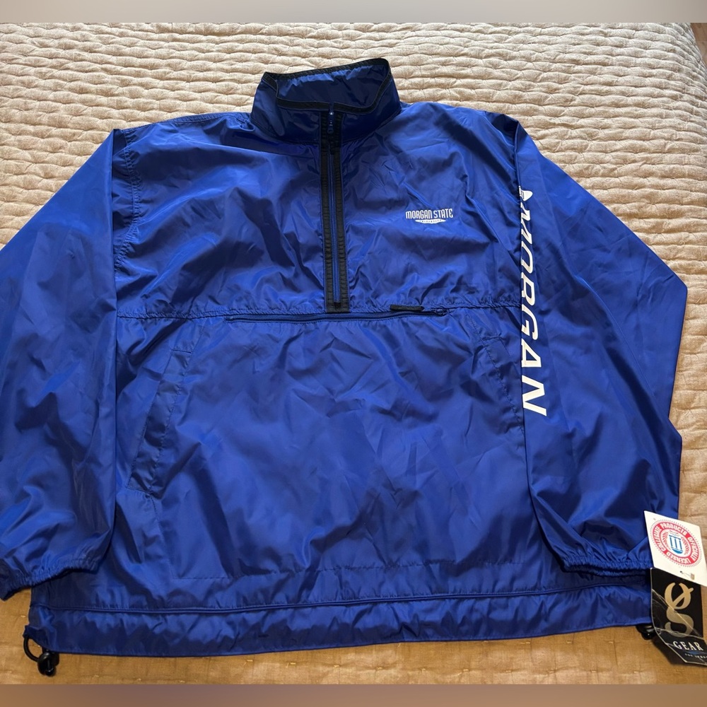 NWT Vintage Morgan State Vinyl Pullover Windbreaker Tagged M Measures L